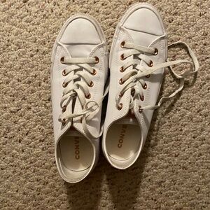 Converse white leather with rose gold